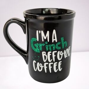 Royal Norfolk 'I'm A Grinch Before Coffee' Black Coffee Mug Stoneware 16oz